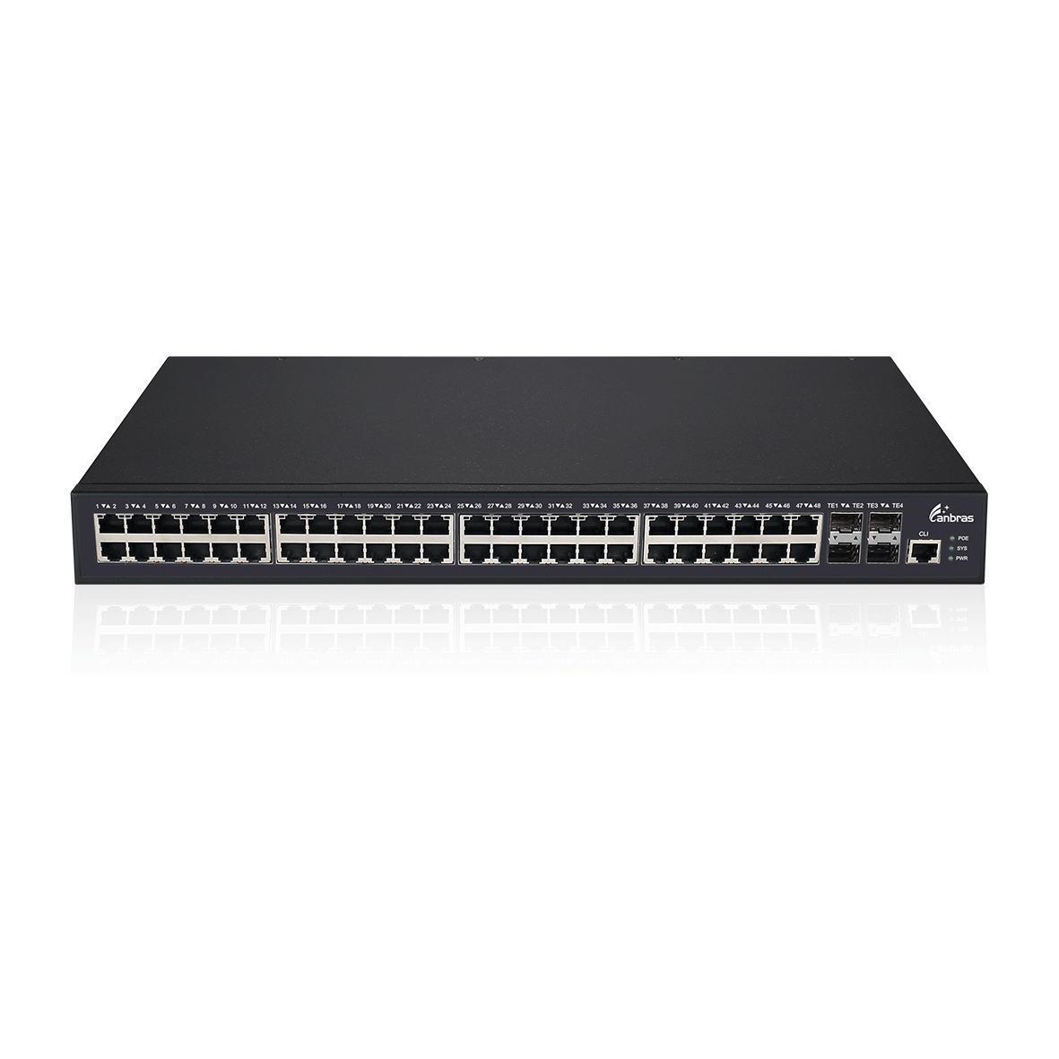 Managed Ethernet Switch with 48 GE PoE ports, 4×10GE/GE SFP+ ports